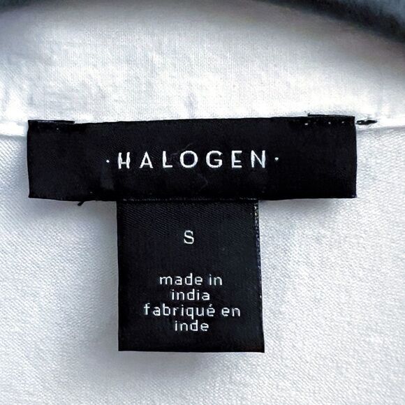 Halogen Women’s NWT White Polo Top Size S Lightweight Semi-Sheer Cotton Blend - Picture 4 of 5